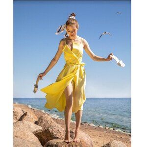 Retro Style Dress in Butter Yellow size S